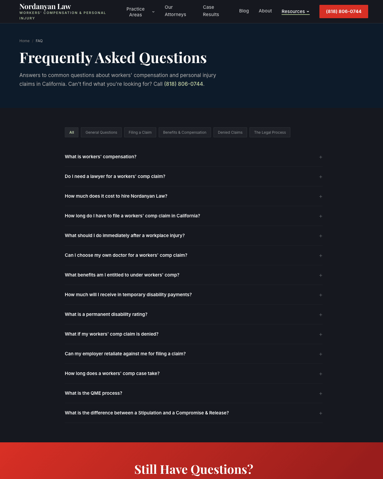 FAQ page
