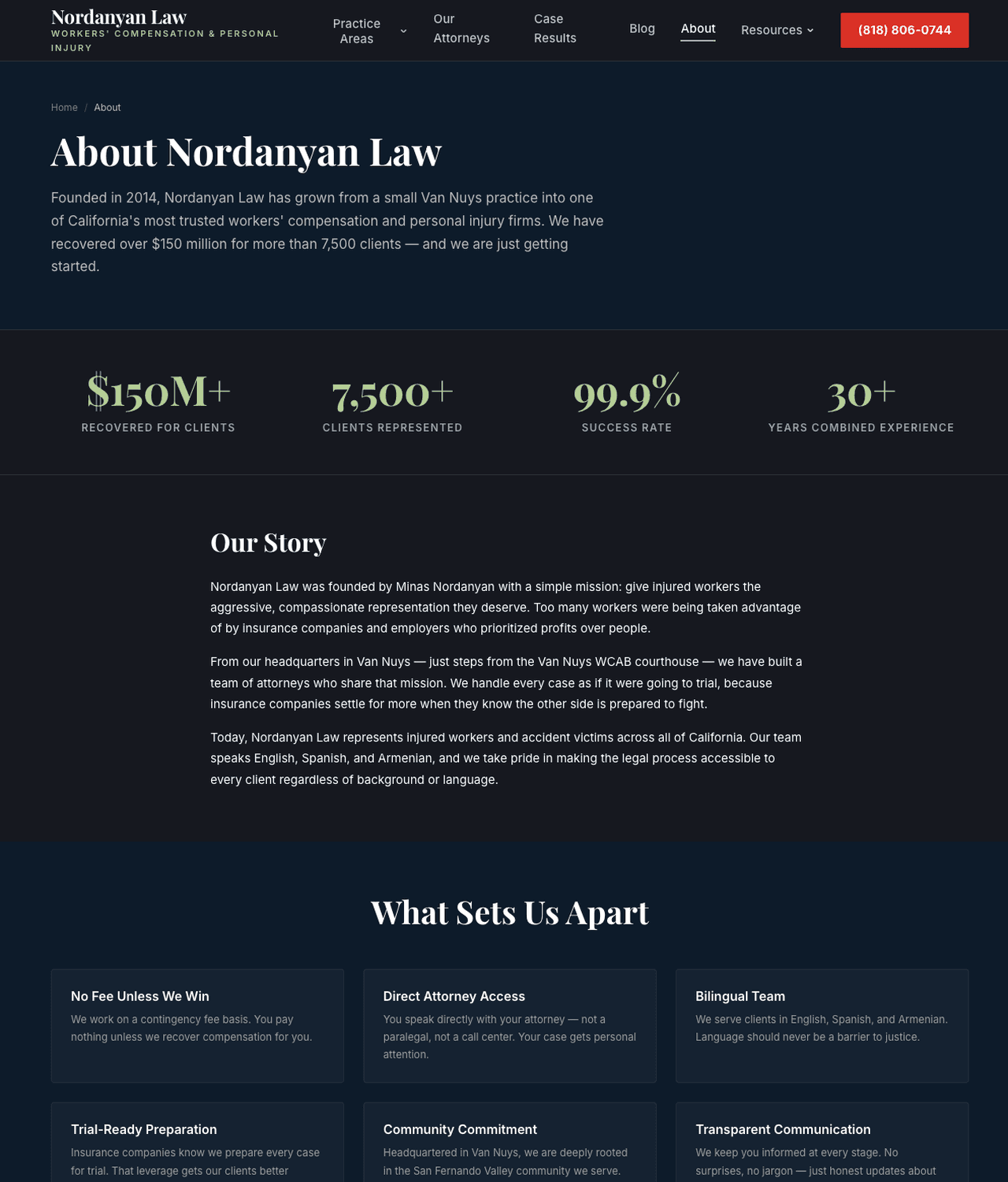 After — About Us page