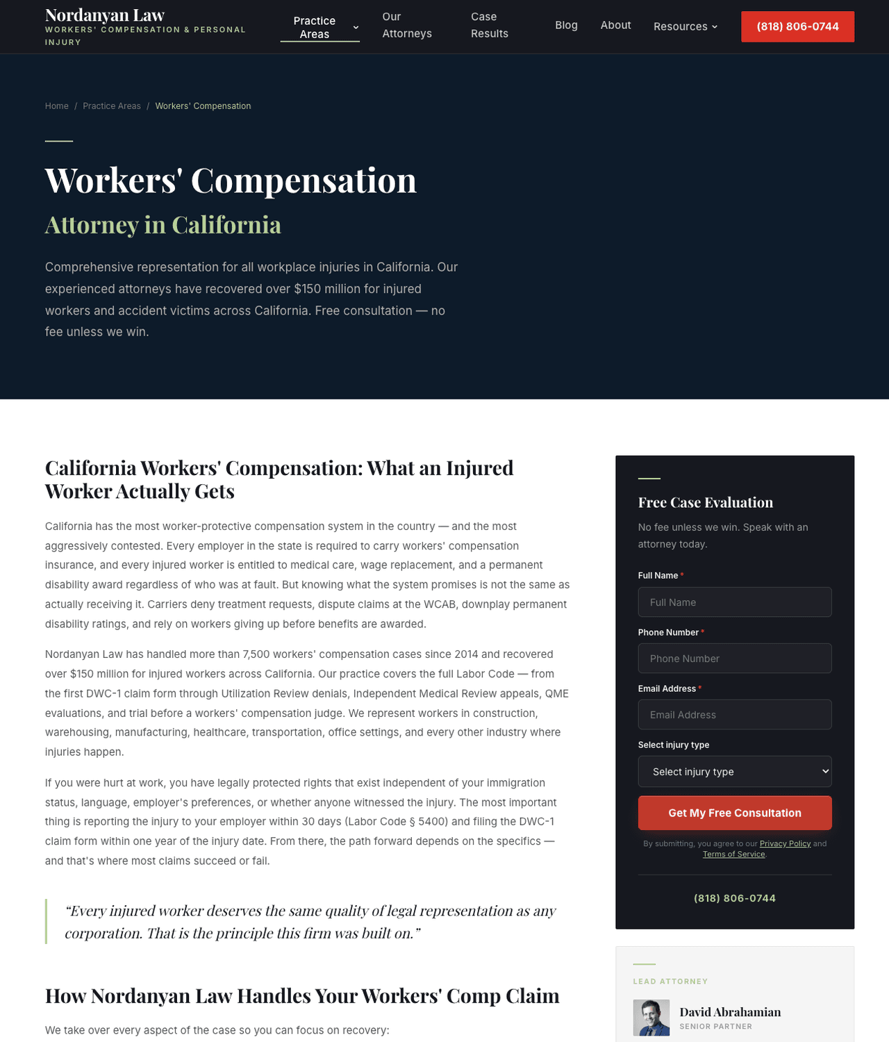 After — Workers' compensation practice area page